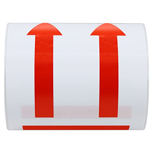 Hybsk 3x5 inch Red Arrows This Side Up Stickers Safe Handling for Shipping and Packing - 100 Adhesive Labels Per Roll (Red) - color: Red