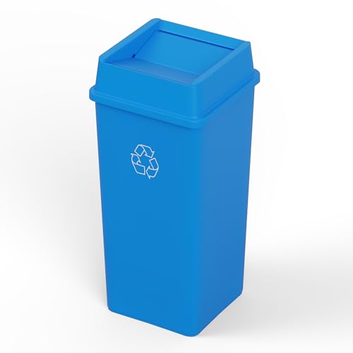 50 Gallon Blue Square Commercial Trash Garbage Can with Lid | Outdoor Office Restaurant School Kitchen - color: Blue, size: 50 Gallon, style: Trash Can with Lid