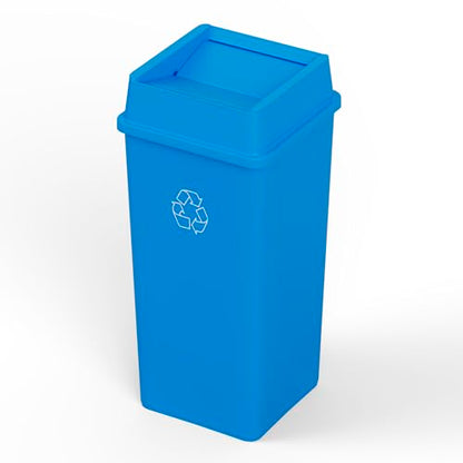 50 Gallon Blue Square Commercial Trash Garbage Can with Lid | Outdoor Office Restaurant School Kitchen - color: Blue, size: 50 Gallon, style: Trash Can with Lid