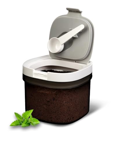 LANGMINGDE Airtight Coffee Storage Container with Magnetic Scoop, 0.7 Qt Coffee Bean and Ground Coffee Canister, Durable, Keeps Coffee Fresh & Dry, Easy to Clean - color: (Transparent Gray)1x 800ml≈20 Oz Coffee Beans ≈ 13 Oz Ground Coffee