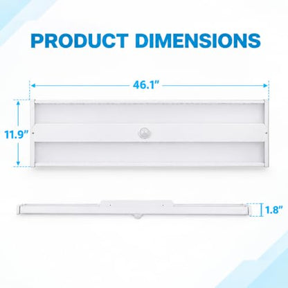 320W Linear LED High Bay Light with PIR Motion Sensor – 41300 Lumens, 5000K Daylight, 1000W Metal Halide Equivalent, UL Damp Rated, 120–277V, Suspended Mount, Warehouse & Industrial Lighting (1 Pack) - color: 1 Pack, size: 320W