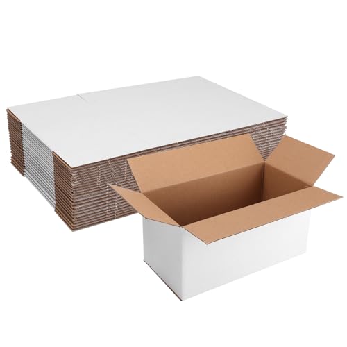 Shipping Boxes 10X5X5 Set of 25, White Corrugated Cardboard Box for Mailing Business Packaging - size: 10X5X5 Inches