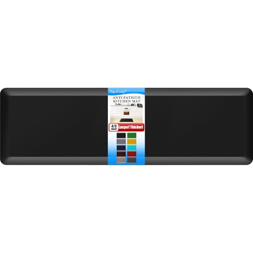 4/5 Inch Thick Kitchen Mat - Cushioned Anti Fatigue Mat for Kitchen Floor - color: Black, size: 72"L x 22"W x 0.8"Th