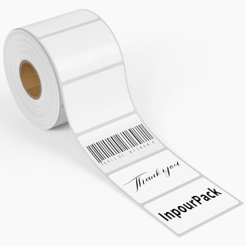 3x2 inch Direct Thermal Label Paper for Barcodes, Shipping, 750 Labels Per Roll White, Compatible with Rollo Label Printer & Zebra Desktop Printers - size: 3" x 2"