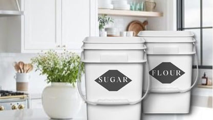 House Naturals 4 Gallon Square Food Grade Bucket Pail with Plastic Handles and Lid (Pack of 3) Made in USA containers (White - Black lids) - color: White - Black Lids