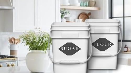 House Naturals 4 Gallon Square Food Grade Bucket Pail with Plastic Handles and Lid (Pack of 3) Made in USA containers (White - Black lids) - color: White - Black Lids