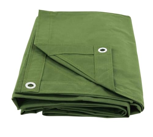 Mytee Products 6' x 8' Green Canvas Tarp 12oz Heavy Duty Water Resistant - color: Green (1 Pc), size: 6' x 8'