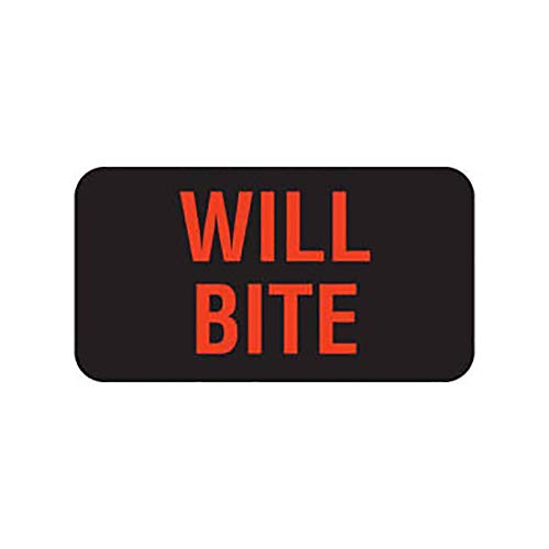 Tabbies V-AN244 560Ct 1-5/8x7/8in Will Bite Veterinary Labels, Fluor Red - size: 1-5/8" x 7/8", 560 Count (Pack of 1), style: WILL BITE
