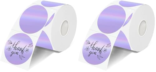 2 Inch Round Holographic Thermal Labels, Waterproof Direct Thermal Stickers, Self-Adhesive Circle Label for Small Business DIY Logo QR Code, Purple (200 Pcs/Roll) (Pack of 2) - color: Holographic Purple, size: 2 Inch (Pack of 2)