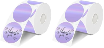 2 Inch Round Holographic Thermal Labels, Waterproof Direct Thermal Stickers, Self-Adhesive Circle Label for Small Business DIY Logo QR Code, Purple (200 Pcs/Roll) (Pack of 2) - color: Holographic Purple, size: 2 Inch (Pack of 2)