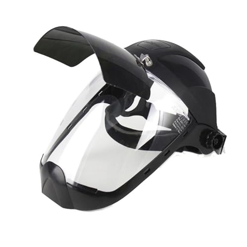 Sellstrom DP4 Face Shield - Lightweight Mask with High Impact Crown & Ratchet Headgear for Work, Grinding, Plasma/Flame Cutting - ANSI Z87.1 - Clear Anti Fog Polycarbonate Window - UV/IR Flip Up Visor - style: Shade 8 Infrared Visor W/ Chinguard