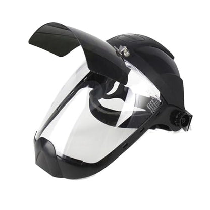 Sellstrom DP4 Face Shield - Lightweight Mask with High Impact Crown & Ratchet Headgear for Work, Grinding, Plasma/Flame Cutting - ANSI Z87.1 - Clear Anti Fog Polycarbonate Window - UV/IR Flip Up Visor - style: Shade 8 Infrared Visor W/ Chinguard