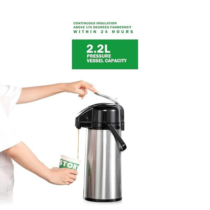 NUPANT Commercial Airpot Coffee Brewer 14 Cup Auto-Fill Dirp Coffee Maker Machine with 74oz 24H Thermal Carafe, Stainless Steel, Hot Water Dispenser,Temp./Cup Control LCD Screen for Restaurant Office - size: Auto-Filling/Digital LCD Control