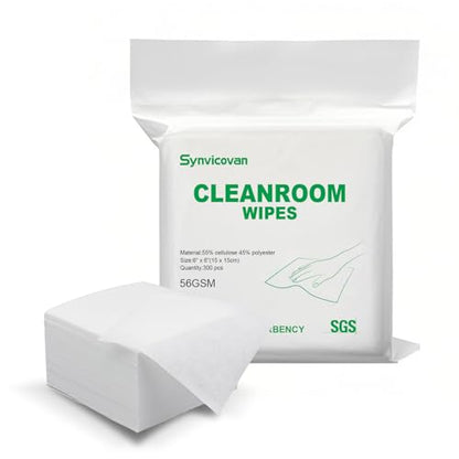 Cleanroom Wipes 6"x6" (300 Pcs,Grade B, 56GSM) - size: 6"×6" (Pack of 300)