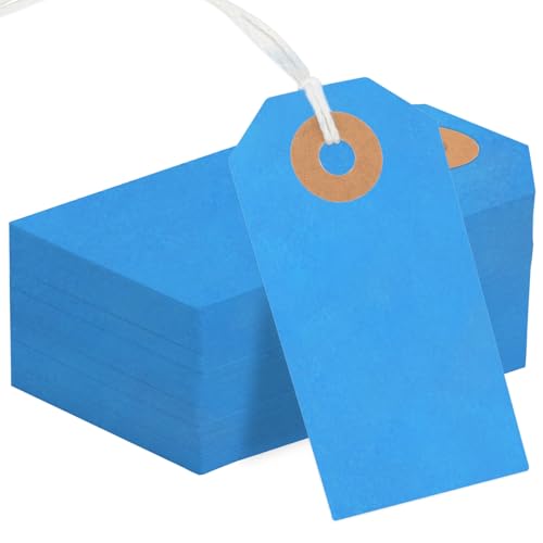 150PCS Blank Shipping Tag, 2 3/4 x 1 3/8 inches Manila Label Tags (Blue) - color: Blue