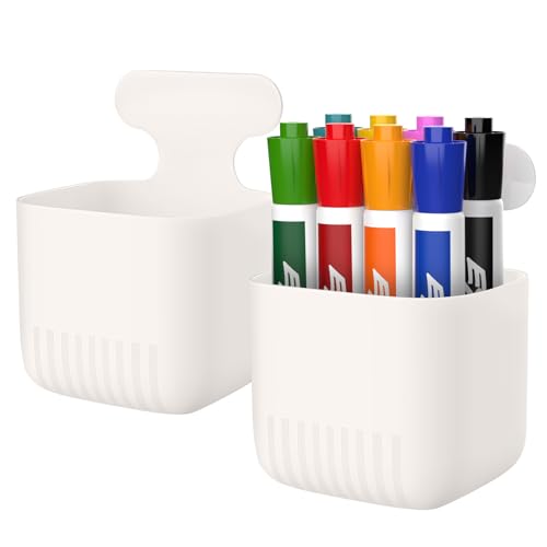 MoKo Magnetic Pen Holder, 2-Pack Whiteboard Organizer, White - color: White