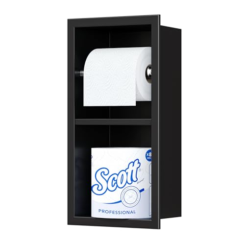 Neodrain Matte Black Recessed Toilet Paper Holder,Dual Rolls - color: Matte Black, size: 6X12In