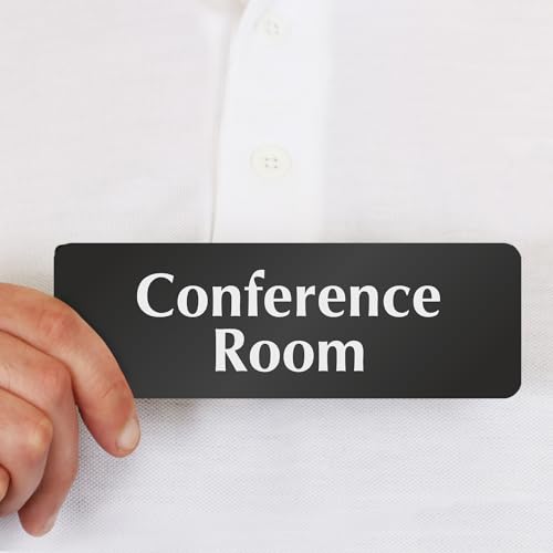 SmartSign Conference Room Door Sign, 2" x 6", 20 mil Thick Anodized Aluminum Material, Strong Adhesive Backing, Waterproof, Sealed Legend, Black and Silver, Pack of 1, USA Made - color: Black