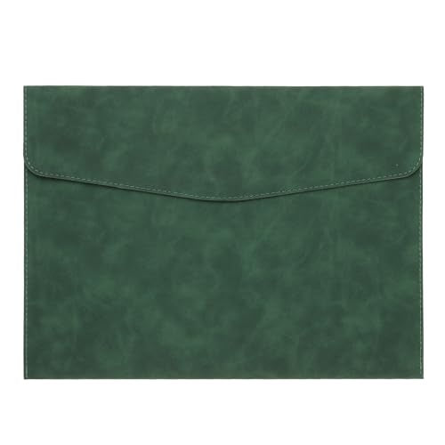 PATIKIL PU Leather A4 File Folder, Document Holder Filing Organizer Portfolio Envelope Folder Case with Snap Closure for Letter Receipt, Green - color: Green