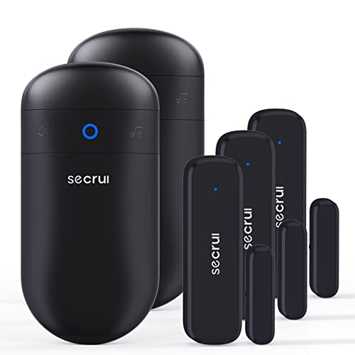 Door Chime When Door Opens, Door Alarm for Home, 3-Sensor 2-Receiver, Black - color: BLACK, size: 2 Receiver+3 Sensor