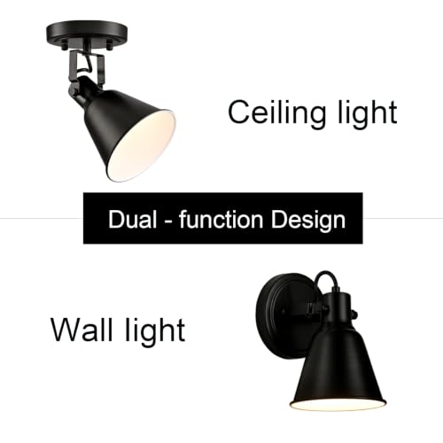 DIRYZON Flush Mount Ceiling Light Fixture Adjustable Track Light Set of 2 - color: Black, size: 2-light