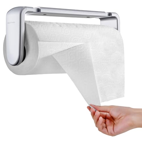 ONE Hand Tear Paper Towel Holder Under Cabinet/Wall for 9.4-11inch, Silver - color: Silvery