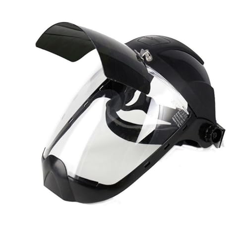 Sellstrom DP4 Face Shield - Lightweight Mask with High Impact Crown & Ratchet Headgear for Work, Grinding, Plasma/Flame Cutting - ANSI Z87.1 - Clear Anti Fog Polycarbonate Window - UV/IR Flip Up Visor - style: Shade 5 Infrared Visor W/ Chinguard
