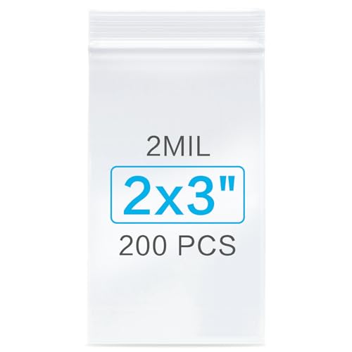 200Pcs 2x3 Inch Plastic Zip Bags, Clear, 2 mil Thick - size: 2x3 Inch (Pack of 200)