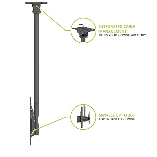 Kanto CM600SG Stainless Steel Outdoor Ceiling TV Mount for Most 37" - 70" TVs - Supports TVs up to 110lbs - Can Extend up to 66.3” in 2" increments - 360˚ Rotation - Max VESA 600x400 - style: Outdoor - For 37" to 70" TVs - Black