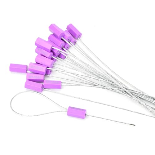 100pcs Security Marking Cable Seals Tamper Proof Steel Wire Seal Numbered Shipping Seals Disposable Pull Tight Self-Locking Cable Seal Truck, Cargo, Containers Seal Ties Straps (Purple, 100pcs) - color: Purple, size: 100pcs
