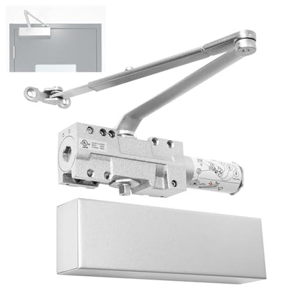 IRONWALLS Heavy Duty Hydraulic Door Closer Commercial Surface Mount Silver - color: Silver