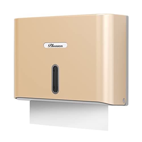 Paper Towel Dispenser Wall Mount, Adhesive No Drilling Multifold Trifold C Fold Commercial Hand Towel Dispenser,Gold - color: Gold