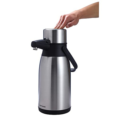 Thermal Coffee Carafe Airpot Dispenser by Heritage66 Triple Wall Stainless Steel Thermal Vacuum insulated 12 hours heat Retention 24 hours cold Retention (3 Liter) (HP30P)