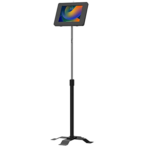Compact Floor Stand – CTA Floor Stand w/Security Enclosure for iPad 11 (A16) - Pro 11-inch M4 - Air 11-inch M3- iPad 10th Gen - Galaxy Tab & More Tablets - Black (PAD-PARAAFS) - color: Black, size: Medium Size Tablets, style: Thin
