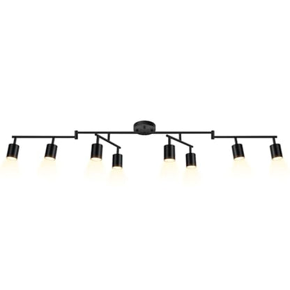 BoostArea LED 8 Light Track Lighting Kit, Black 8 Way Ceiling Spot Lighting, Flexibly Rotatable Light Head for Kitchen, Living Room, Bedroom, GU10 Bulb Not Included - color: 8 Light-Black