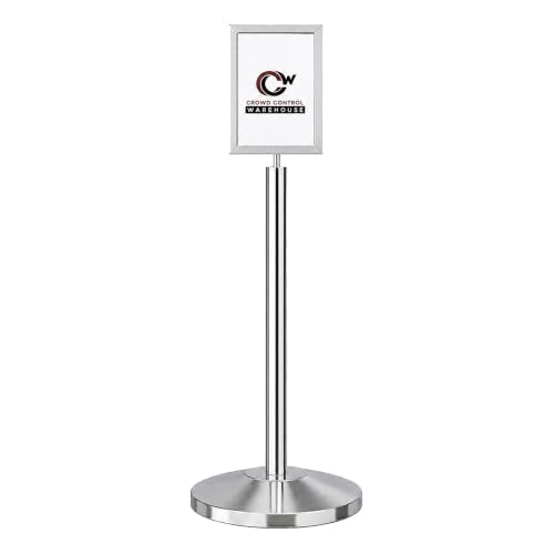 CCW 8.5 X 11" Vertical Pedestal Floor Sign Frame, Polished Stainless Steel - color: Polished Stainless Steel, size: 8.5 x 11 Inch Vertical