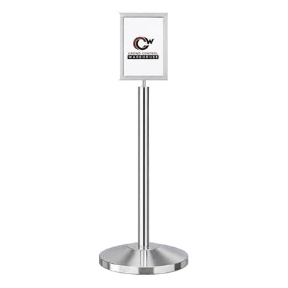 CCW 8.5 X 11" Vertical Pedestal Floor Sign Frame, Polished Stainless Steel - color: Polished Stainless Steel, size: 8.5 x 11 Inch Vertical
