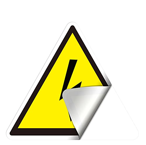 dealzEpic - Yellow Triangle Electrical Shock Hazard Risk Warning Sign - Self Adhesive Peel and Stick Vinyl Sticker - 2 cm (0.8 inches) - size: 2 CM