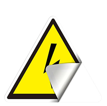 dealzEpic - Yellow Triangle Electrical Shock Hazard Risk Warning Sign - Self Adhesive Peel and Stick Vinyl Sticker - 10 cm (3.94 inches) | Pack of 4 Pcs - size: 10 CM