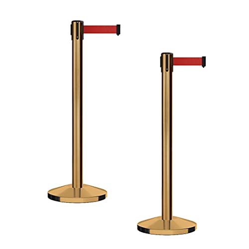 CCW Series RBB-100 Retractable Belt Barrier Stanchions, 2-Pack, 7.5 Ft Red - color: Red, size: 7.5 Foot