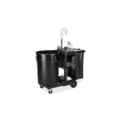 Rubbermaid Commercial Products Executive Series Janitorial and Housekeeping Cleaning Cart with Locking Cabinet, Wheeled with Zippered Black Vinyl Bag, Black, 38.4" H x 21.8" W x 46" L - style: Lockable - Black