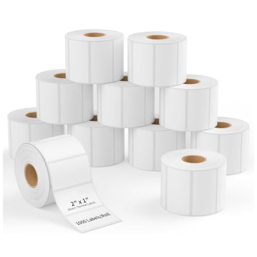 10 Rolls Direct Thermal Label 2x1, Thermal Labels for Barcodes, Return Address, File Folders - Barcode Stickers Compatible with Rollo, Munbyn, Zebra, Godex, 1000 Lable/Roll - size: 2" x 1"