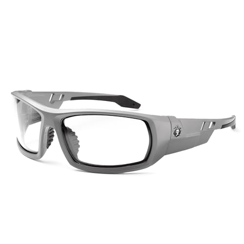 Ergodyne Skullerz ODIN Safety Glasses Sunglasses, Impact Resistant Z87.1+ - color: Matte Gray Frame, Clear Lens