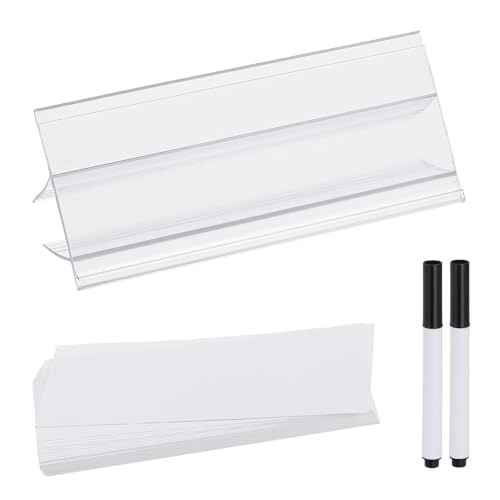 PATIKIL 3.9" x 1.8" Wire Shelf Label Holder, 20 Pack Reusable Plastic Price Tag Display Clip for 0.59" to 0.71" Thick Shelves with Paper Inserts Pens for Home Market Store, Clear - size: 3.9" x 1.8"(0.59-0.71)