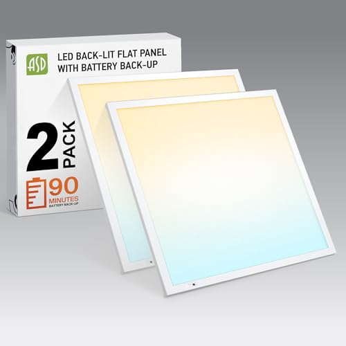 ASD 2x2 LED Flat Panel Light, Emergency Battery Backup UL DLC 2 Pack - color: 2x2, size: 2 Pack