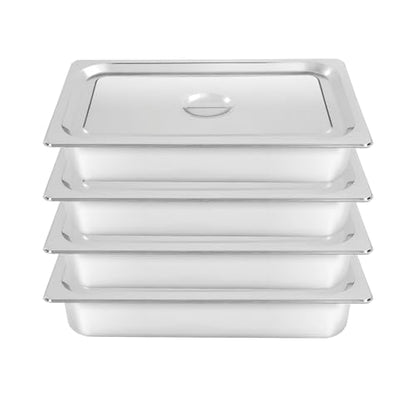 4 Pack Stainless Steel Hotel Pans, Full Size 4" Deep Commercial Food Pans With Lid Catering Food Storage Metal Pan Chafing Dishes Dinner Buffet Server for Food Prep Restaurant (21" x 12.8" x 3.9") - size: 21" x 12.8" x 3.9"