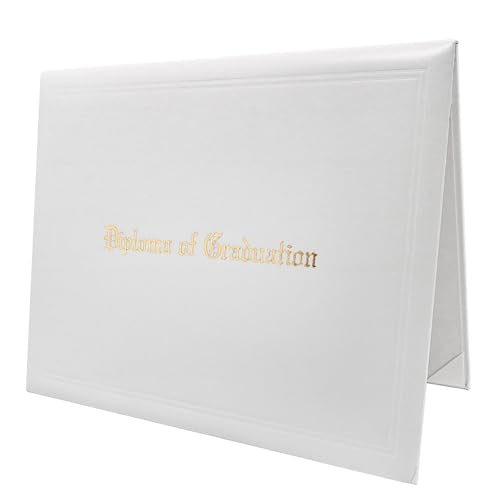 GraduationMall 11"x14" Imprinted Padded Diploma Cover Certificate Holder White - color: White+graduation
