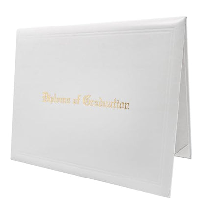 GraduationMall 11"x14" Imprinted Padded Diploma Cover Certificate Holder White - color: White+graduation