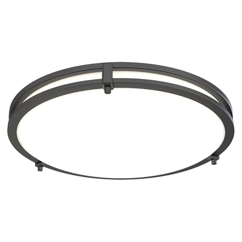 Juno Saturn Flush Mount Ceiling Light with Switchable Color Temperature (2700K-5000K), 16-Inch, Matte Black - color: Matte Black, size: 16-Inch