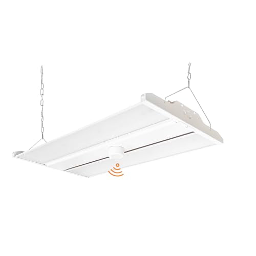 High Bay LED Shop Light, 20925LM 2FT LED Linear High Bay Fixture with Motion Sensor, 155W Commercial Bay Lighting, 120-277V, 5000K Daylight Linear Hanging Light, UL&DLC Listed, 1PK - color: 155W - with sensor - White, size: 1PK